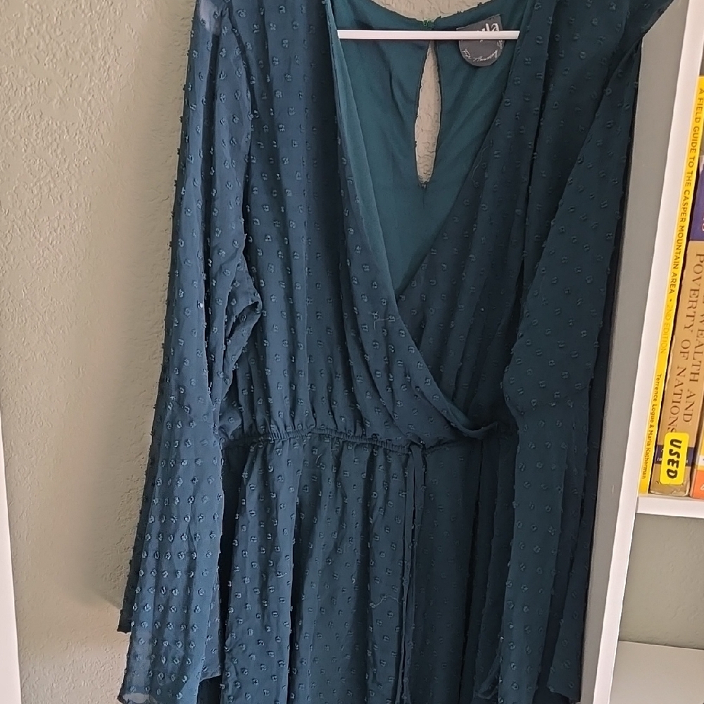Arula Bell Sleeve Teal Romper